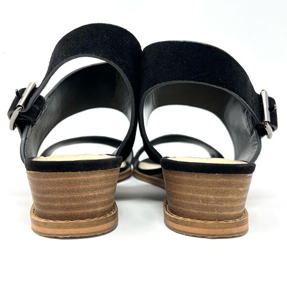 Vince Camuto Richelle Black Cow Split Suede Demi Wedge Sandal Size 10 - Picture 10 of 11